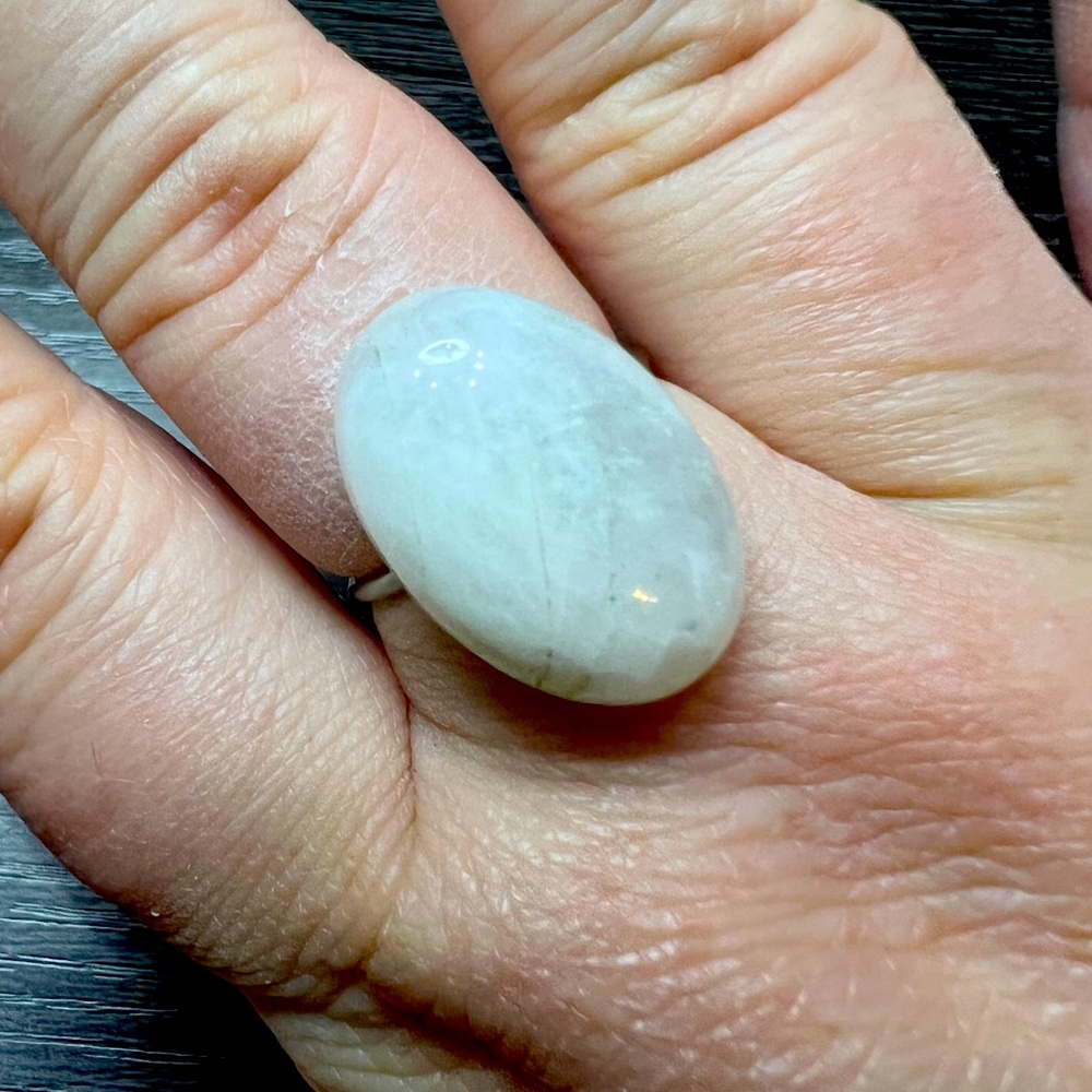 White Stone Statement Ring - image 1